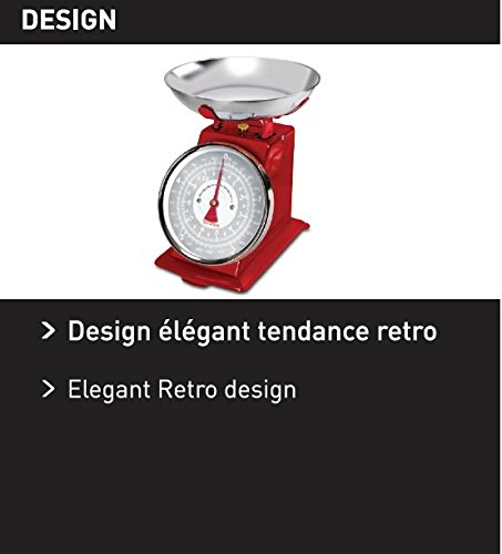 Hanson T500 red Traditional 5kg Mechanical Kitchen Scales, 20.8 x 22 x 20.5 cm - Image 4