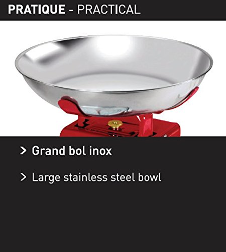 Hanson T500 red Traditional 5kg Mechanical Kitchen Scales, 20.8 x 22 x 20.5 cm - Image 3