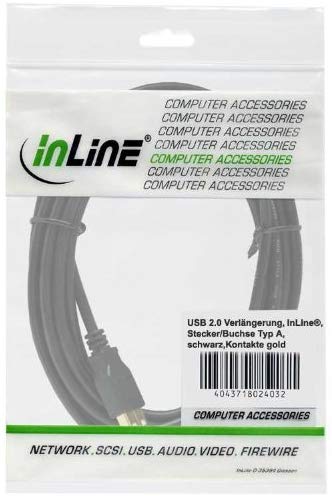 InLine® USB 2.0 cable, black, golden contacts, AM/AF, 0.5m black 1x - Image 2