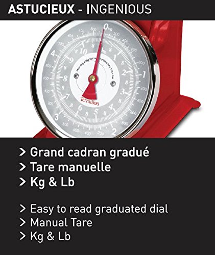 Hanson T500 red Traditional 5kg Mechanical Kitchen Scales, 20.8 x 22 x 20.5 cm - Image 2