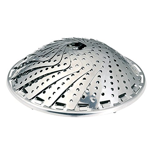 Excèlsa "Dietetico" S-S Folding Steaming Basket Cm.14-23, Silver / Black, 14 - 23 cm