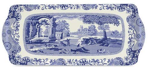 Portmeirion Home & Gifts 2019418337 Blue Italian Sandwich Tray, melamine, Blue & White, 38.5 x 16.5cm, 38.7 x 16.5 x 2.5 cm