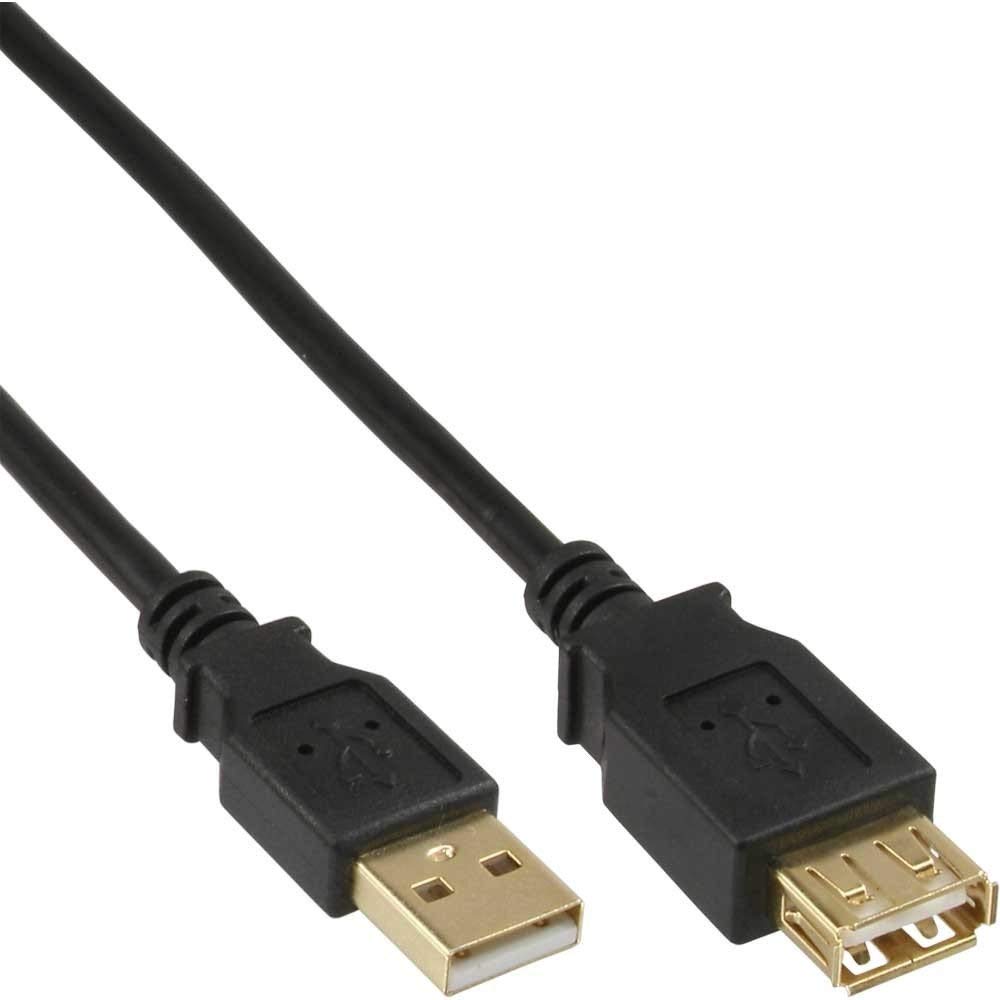InLine® USB 2.0 cable, black, golden contacts, AM/AF, 0.5m black 1x