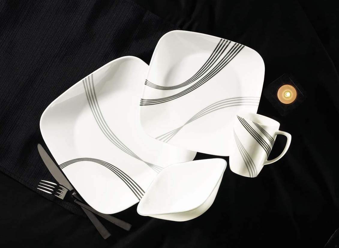 Corelle Urban Arc Square 16pc Dinner Set, White, 16-piece - Image 2