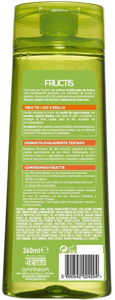 Garnier - Fructis Shampoo Hydra Smooth 72h 360 ml, 360 ml (Pack of 1) - Image 2