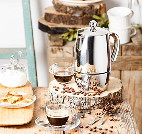 Braisogona Magna Stainless Steel 4 Cups Coffee Maker, Silver, 30 x 30 x 30 cm - Image 2