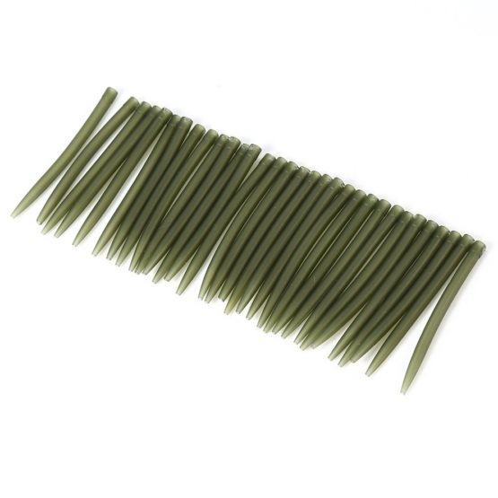 Alomejor 30PCS/Bag 51MM Anti Tangle Sleeves Safety Lead Clips Soft Tail, Rubbers Quick Change Swivels for Fishing Tackle Sleeves (Dark Green)