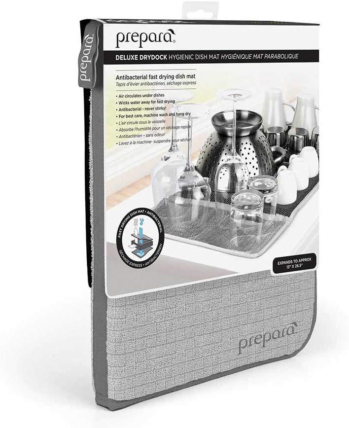 Prepara PP06DDGY Drydock Dish Drying Mat, Fabric, Gray BigaMart