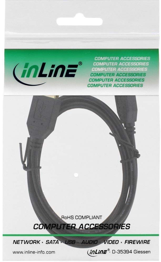 InLine® USB 2.0 cable, black, golden contacts, AM/AF, 0.5m black 1x - Image 3