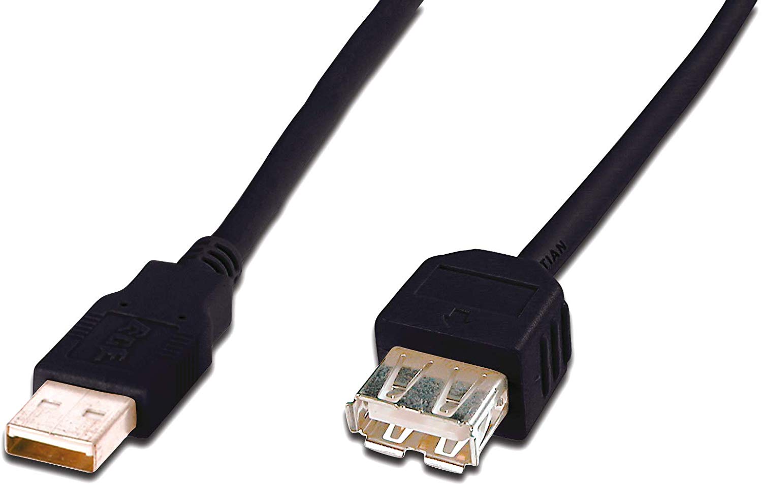 DIGITUS 1.8m Length USB 2.0 A Male - A Female Extension Cable - Black, 1.8 Meters