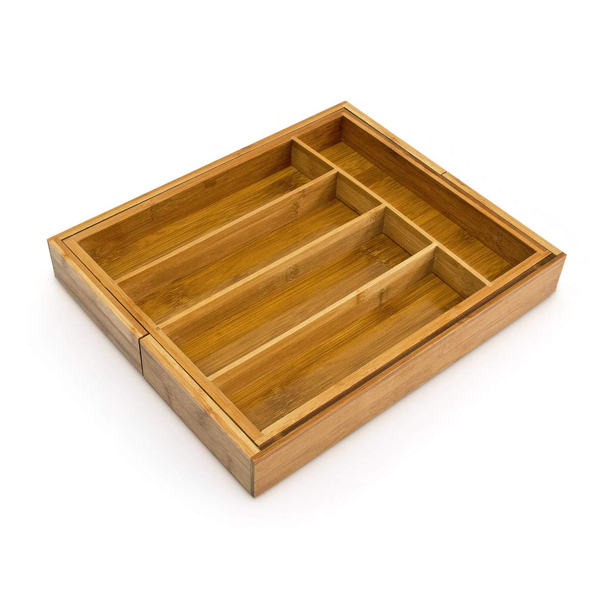 Relaxdays Bamboo cutlery tray, 5 - 7 compartments, adjustable cutlery tray for the drawer width 31.5 - 49 cm, natural - Image 3