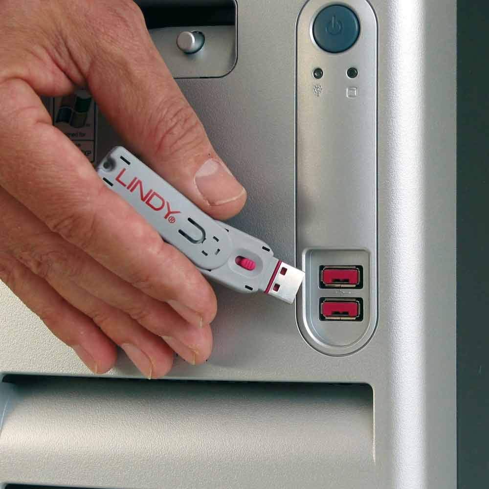 LINDY USB Port Blocker (without key) - Pack of 10 Colour Code: Pink, 10 Pack No Key - Image 2
