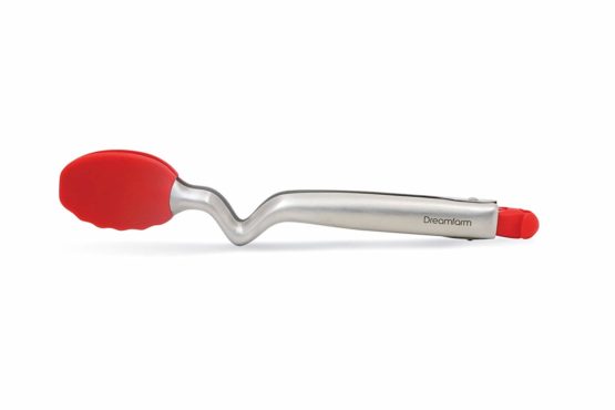 Dreamfarm DFCL0924 Clongs 9"/23cm-Click-Lock Sit Up Tongs with Silicone Heads (Red)
