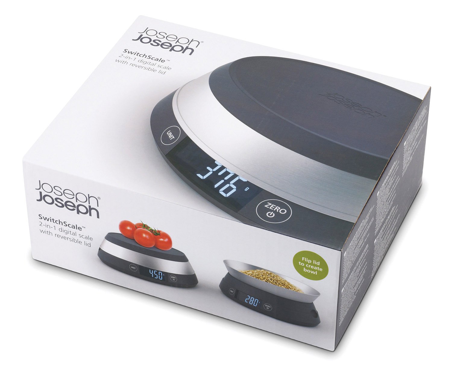 Joseph Joseph 2-in-1 Switch Digital Food Scale with Reversible Lid, 5 Kg (11lb) max capacity, metric and imperial measures - Image 3