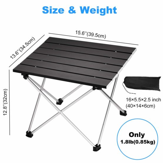Ledeak Portable Camping Table, Lightweight Folding Table with Aluminum Table Top and Carry Bag, Easy to Carry, Perfect for Outdoor, Picnic, Cooking, Beach, Hiking, Fishing - Image 4