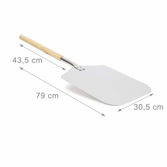 Relaxdays square pizza peel, aluminum pizza peel with wooden handle, bread peel for oven, 3x 30.5 x 79 cm, Grey - Image 4