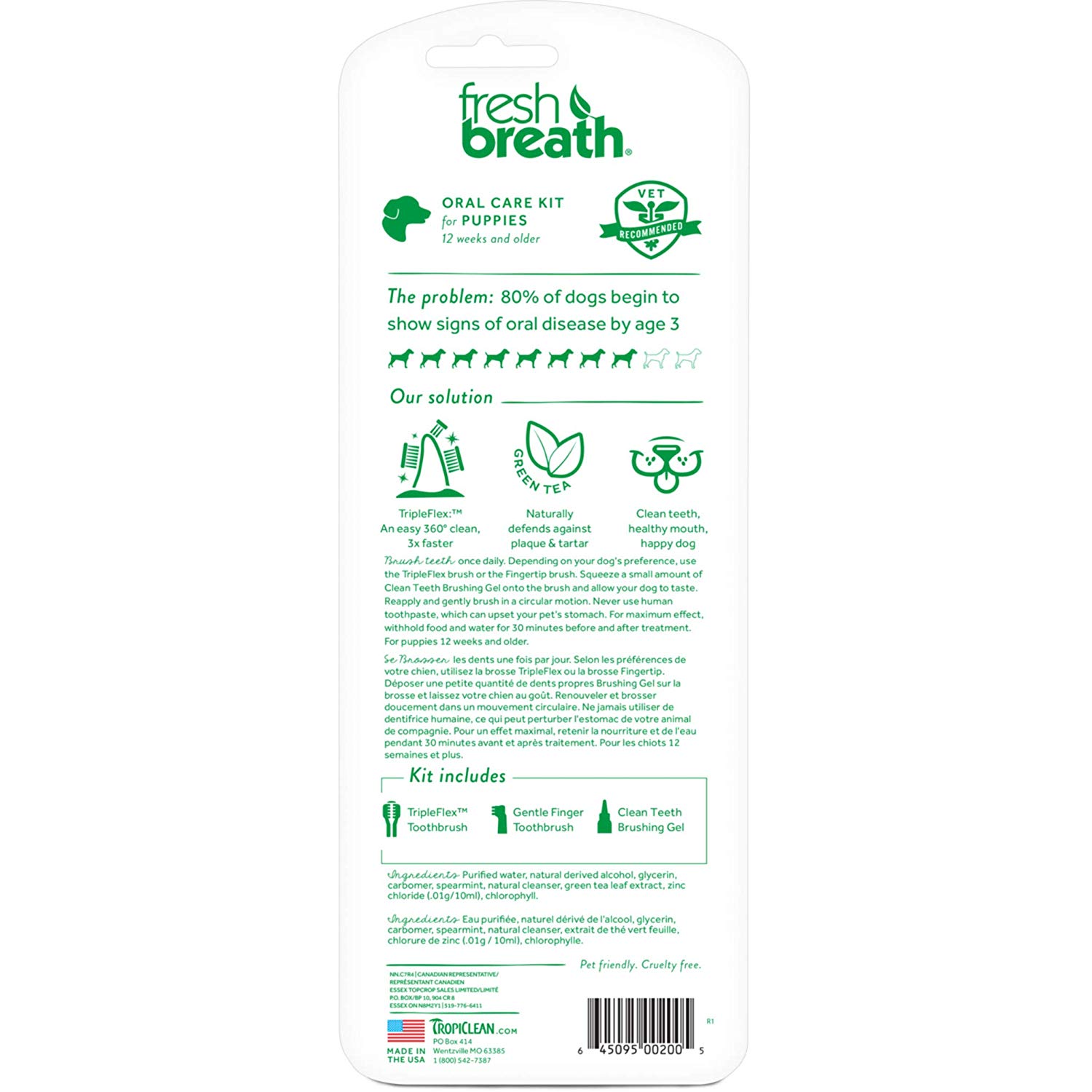 TropiClean Fresh Breath Toothbrush and Toothpaste Kit for Puppies Teeth Cleaning Kit to Prevent Plaque & Tartar - Image 2
