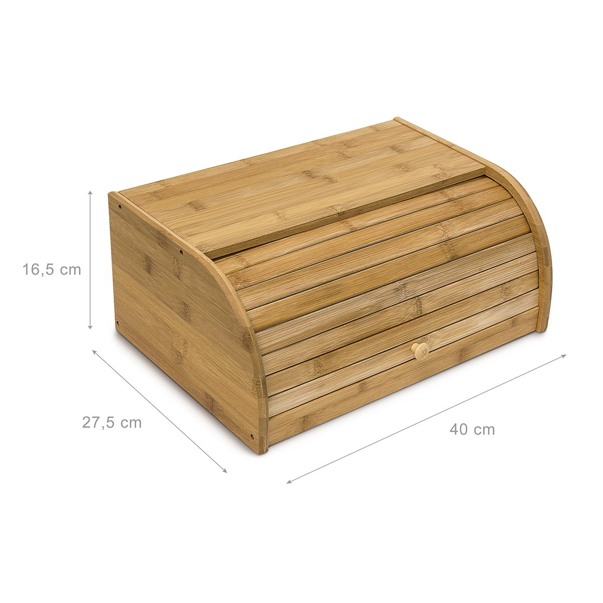 Relaxdays Bamboo Bread Bin, with Rolling Lid, 40 x 27.5 x 16.5 cm, Fresh Bread Storage, Natural Brown, Medium Wood Tone - Image 3