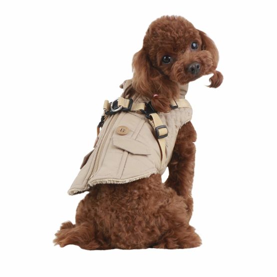 Puppia Wilkes Winter Fleece Vest, Medium, Beige - Image 3