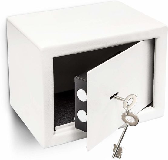 Relaxdays 10010086 Home/Office Steel Safe with 2 Locking Bolts & 2 Keys Free-Standing Or Wall Mount, 23 x 17 x 17 cm