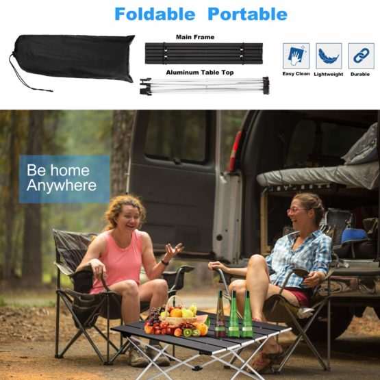 Ledeak Portable Camping Table, Lightweight Folding Table with Aluminum Table Top and Carry Bag, Easy to Carry, Perfect for Outdoor, Picnic, Cooking, Beach, Hiking, Fishing - Image 2
