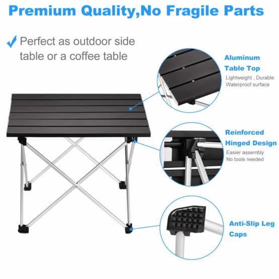 Ledeak Portable Camping Table, Lightweight Folding Table with Aluminum Table Top and Carry Bag, Easy to Carry, Perfect for Outdoor, Picnic, Cooking, Beach, Hiking, Fishing - Image 3