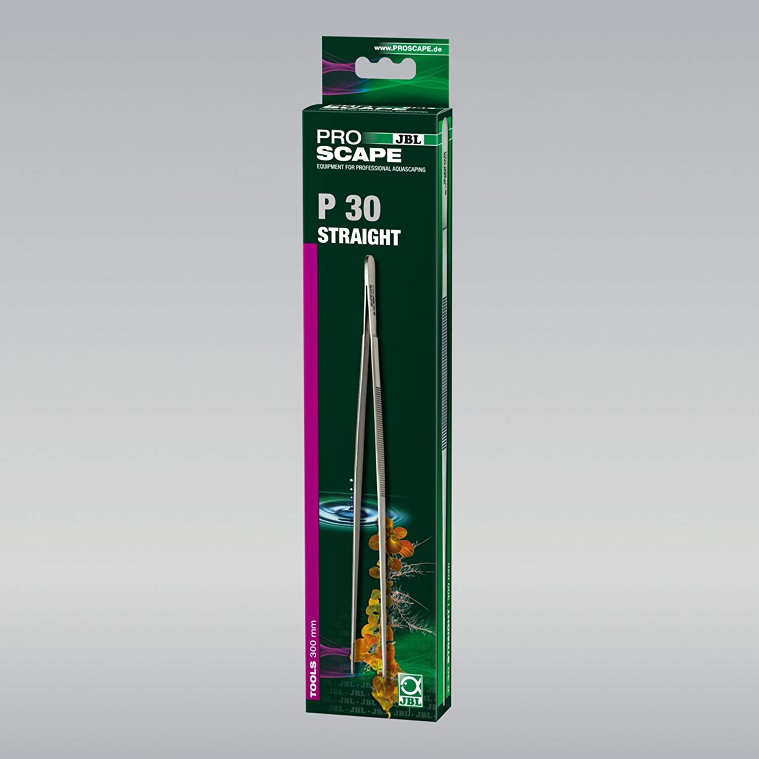 JBL ProScape Tool P 30 straight, Straight pincers for the decoration and insertion of plants, silver, straight (30 cm)