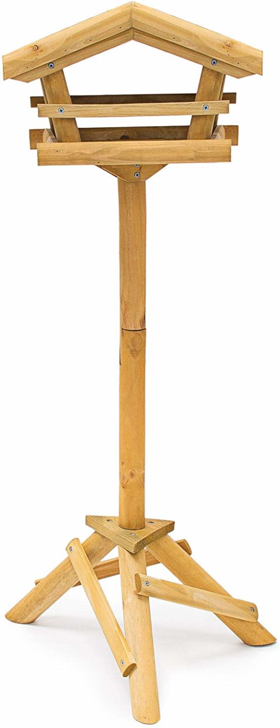 Relaxdays Birdhouse with Stand approx 100 x 37 x 43 cm Wooden Bird House as Birdfeeder for Wrens and Jays, Chic Standing Birdhouse with Green Roof, Natural Colour - Image 3