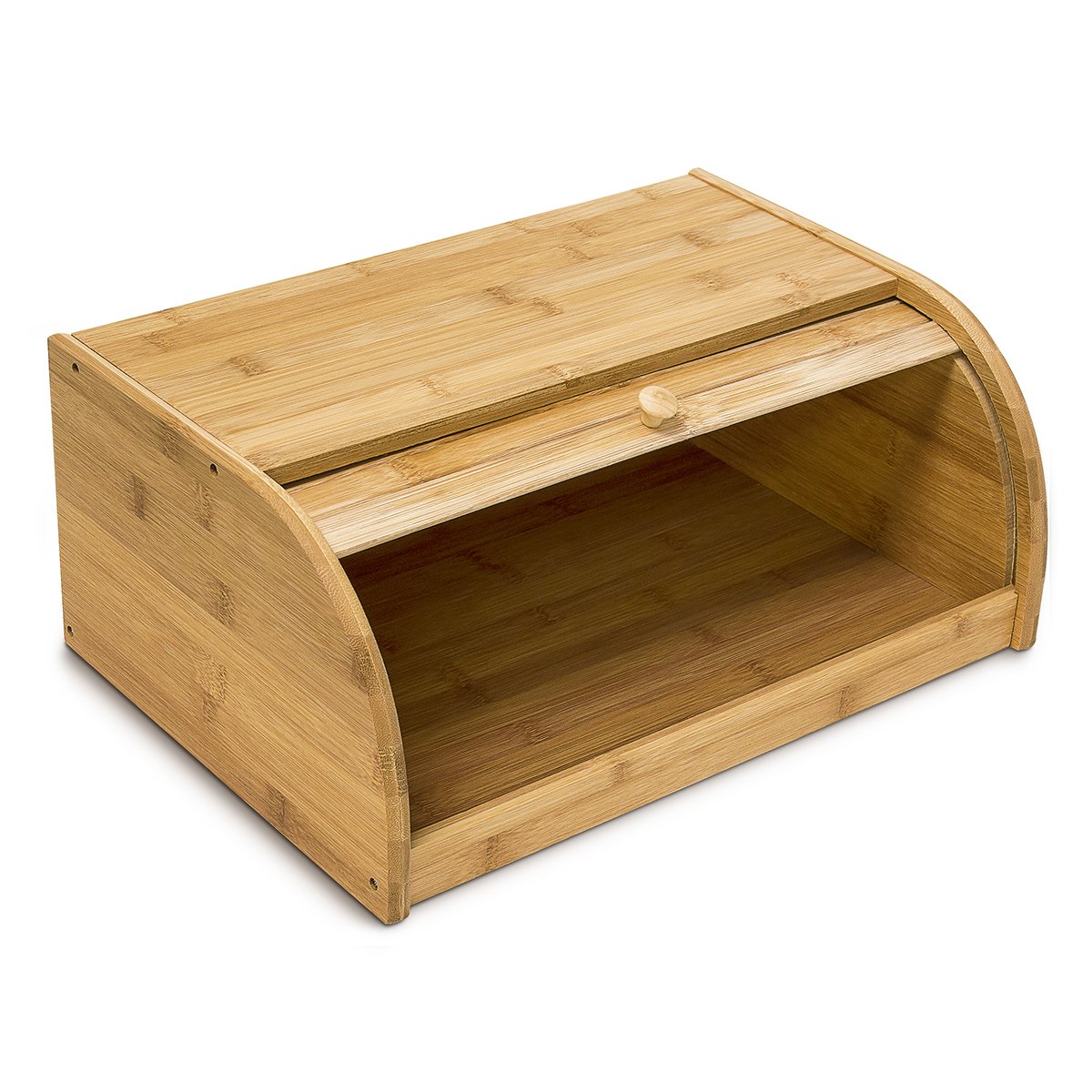 Relaxdays Bamboo Bread Bin, with Rolling Lid, 40 x 27.5 x 16.5 cm, Fresh Bread Storage, Natural Brown, Medium Wood Tone - Image 4