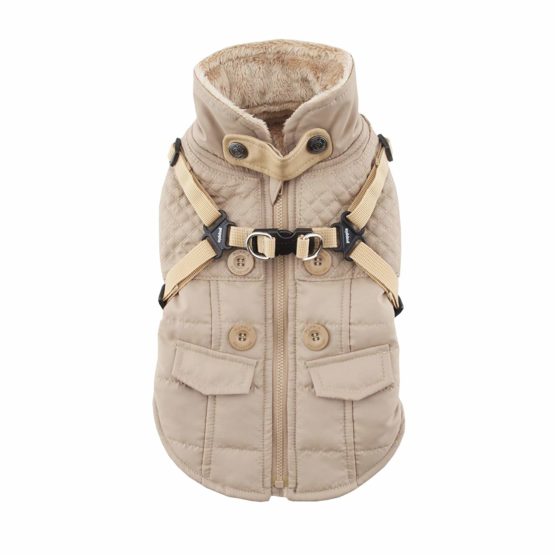 Puppia Wilkes Winter Fleece Vest, Medium, Beige