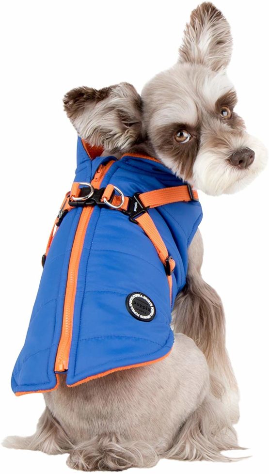 Puppia Dog Coats for Small and Medium Dogs - Waterproof Dog Coat with Harness Lined with fleece for pleasant warmth, Blue, XL - Image 3