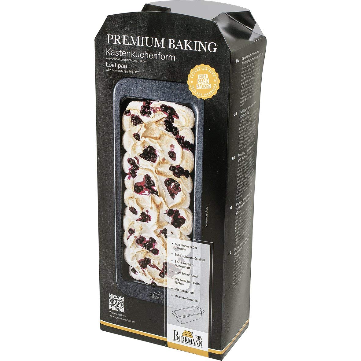 RBV Birkmann Kastenkuchenform Premium Baking 30 cm Antihaftbeschichtung Backform Kastenform, Grey, 30 x 30 x 8.5 cm - Image 2