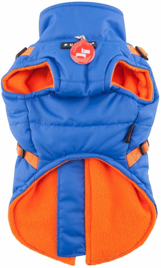 Puppia Dog Coats for Small and Medium Dogs - Waterproof Dog Coat with Harness Lined with fleece for pleasant warmth, Blue, XL - Image 2