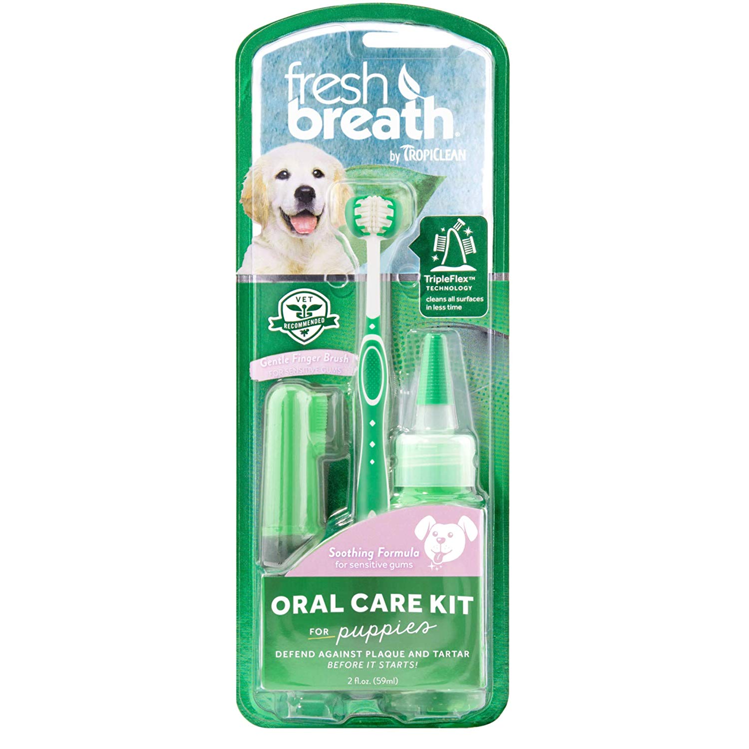 TropiClean Fresh Breath Toothbrush and Toothpaste Kit for Puppies Teeth Cleaning Kit to Prevent Plaque & Tartar