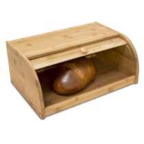 Relaxdays Bamboo Bread Bin, with Rolling Lid, 40 x 27.5 x 16.5 cm, Fresh Bread Storage, Natural Brown
