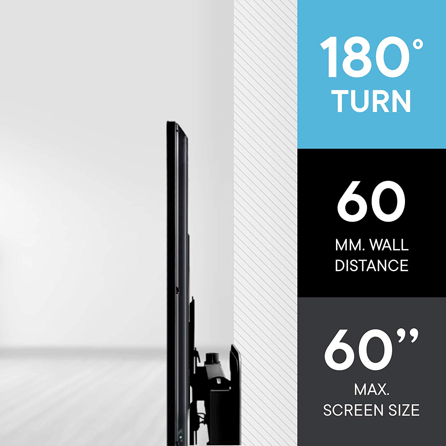One For All Full Motion TV Bracket, Swivel (180°) Tilt (15°) Wall Mount, Screen size 13-65 Inch, For All types of TVs - Image 3
