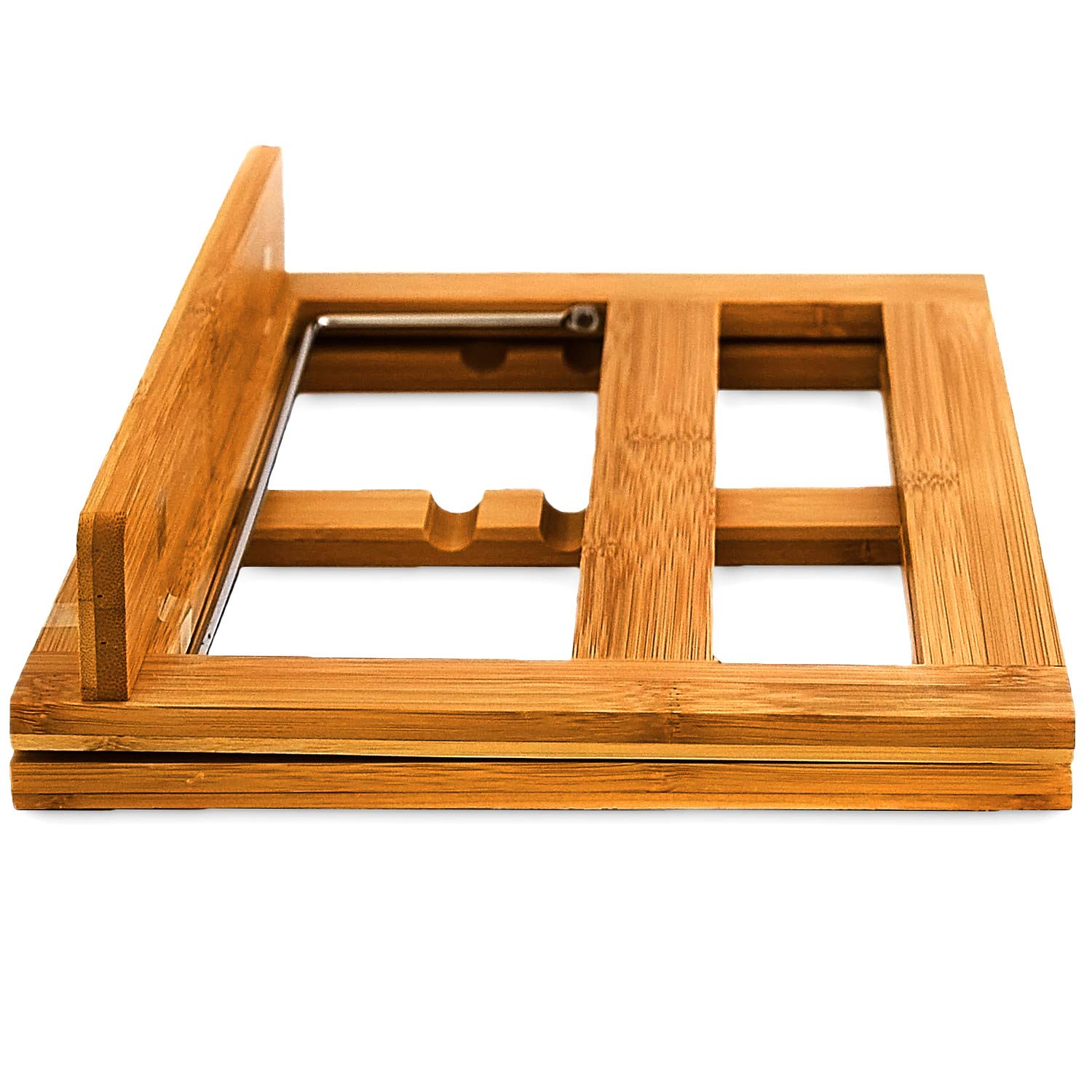 Relaxdays Bamboo Cookbook Holder, 22 x 33 x 22.5 cm, Recipe Stand, Adjustable, Kitchen and Office Reading Support, Brown - Image 4