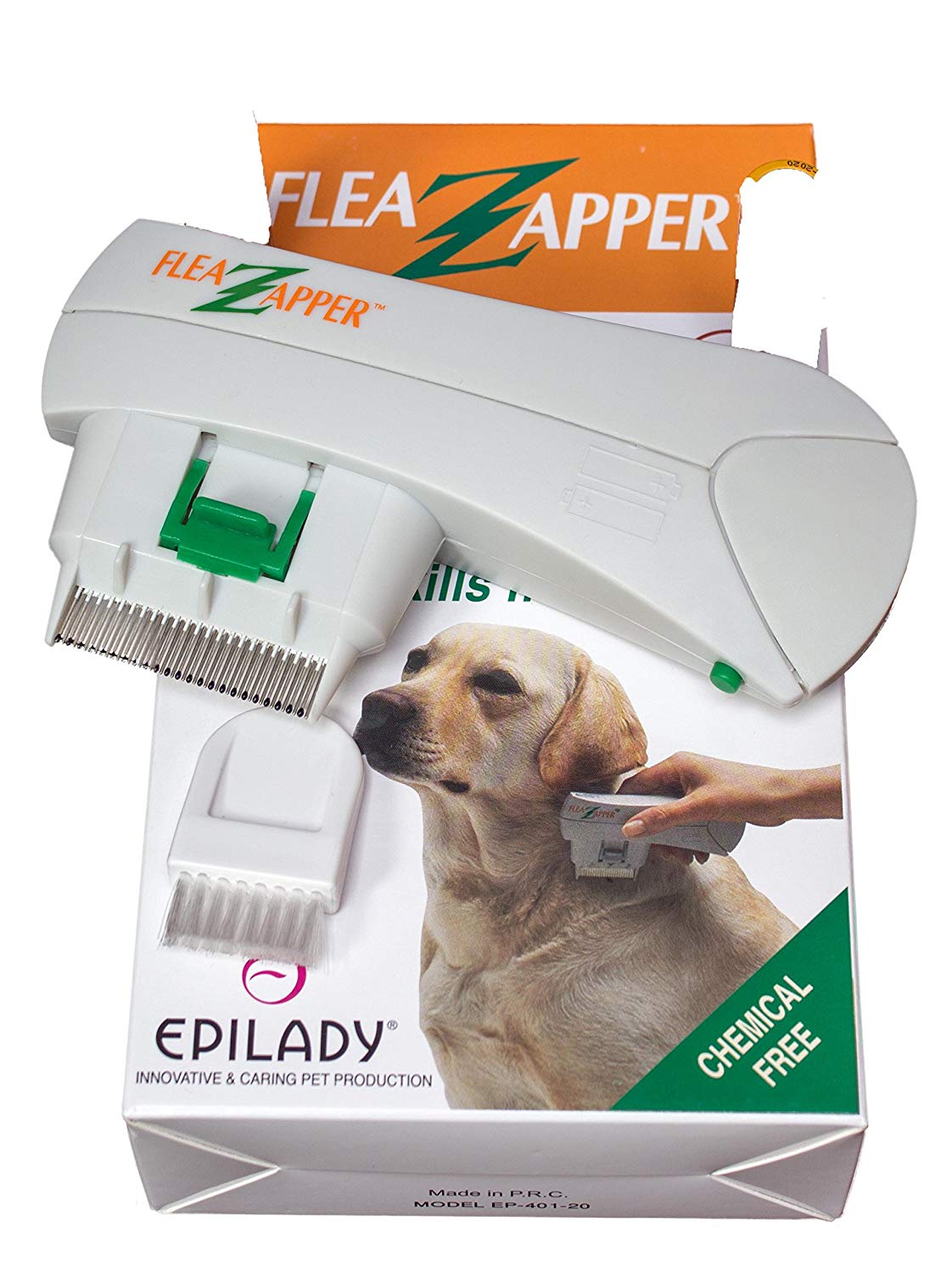 Electronic Flea Comb Kills Fleas Without Chemicals. Epilady, White and Green, Small - Image 4