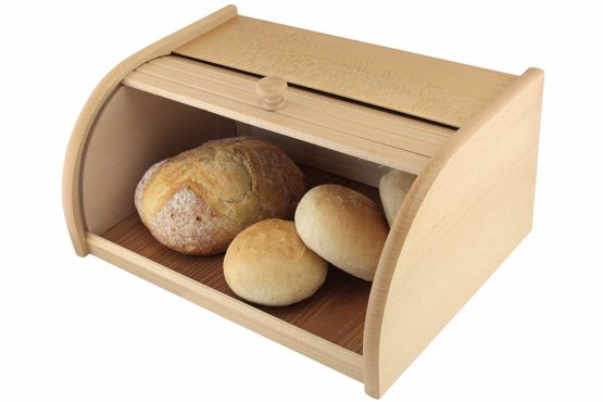 APOLLO Beech Bread Bin roll-top, Wood, Brown, 40 x 29 x 19 cm - Image 2