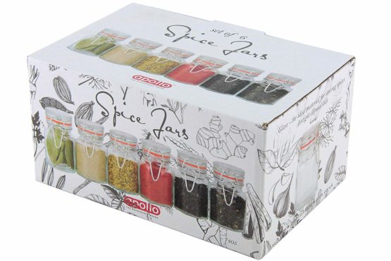 apollo THE HOUSEWARES BRAND 7405 Glass Spice Jar Set 6, Multi-Colour, 18.8x12.2x9.5 - Image 2