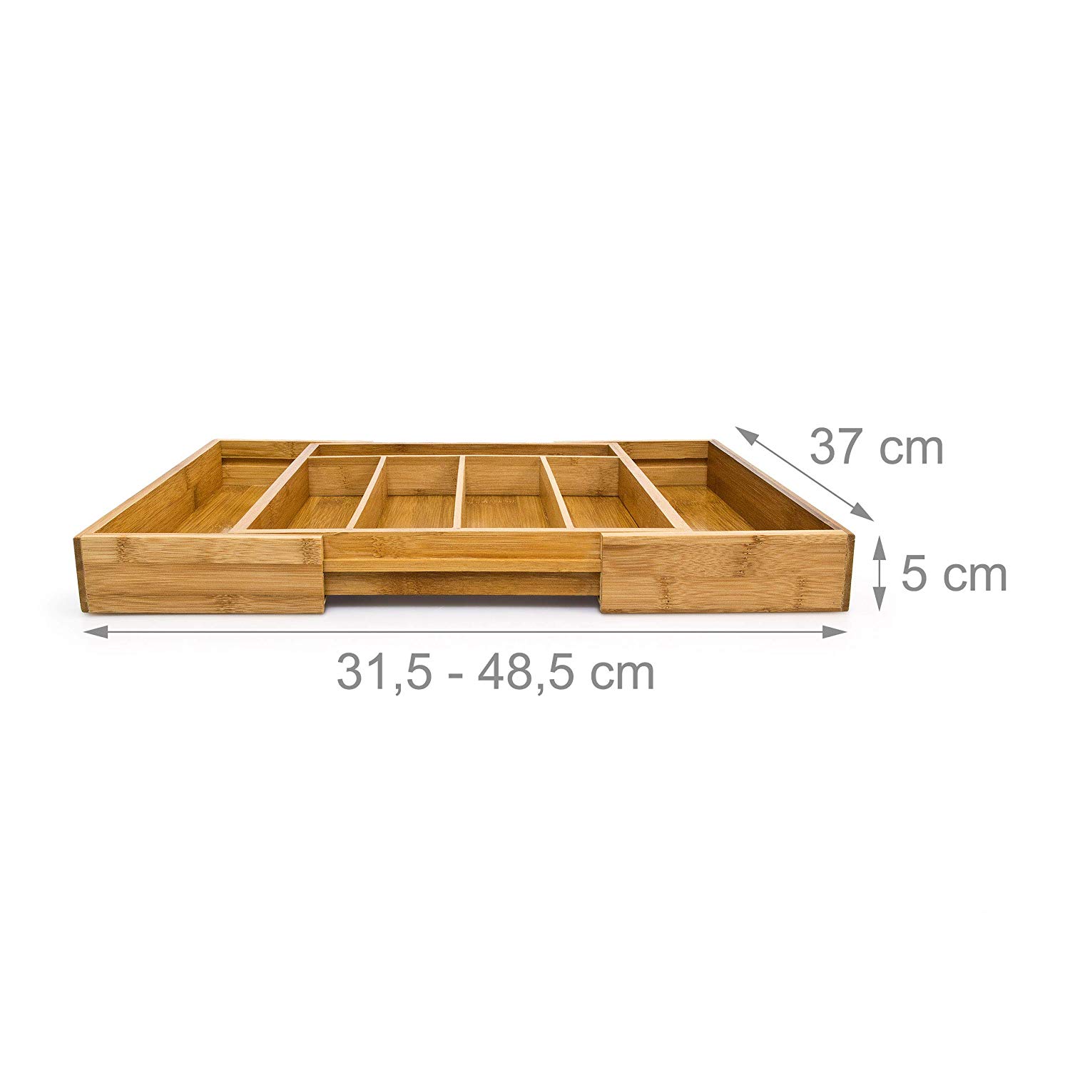 Relaxdays Bamboo cutlery tray, 5 - 7 compartments, adjustable cutlery tray for the drawer width 31.5 - 49 cm, natural - Image 4