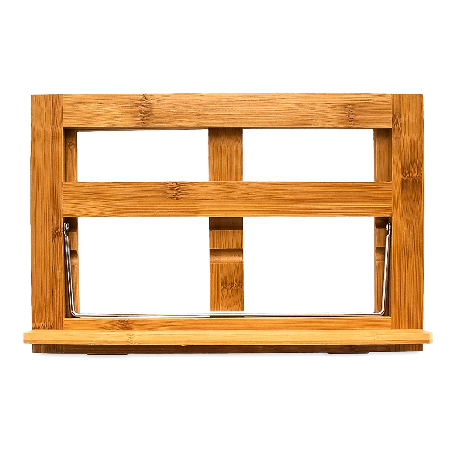 Relaxdays Bamboo Cookbook Holder, 22 x 33 x 22.5 cm, Recipe Stand, Adjustable, Kitchen and Office Reading Support, Brown
