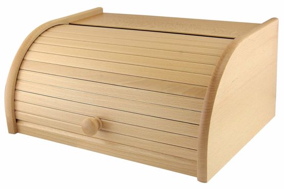 APOLLO Beech Bread Bin roll-top, Wood, Brown, 40 x 29 x 19 cm