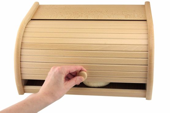 APOLLO Beech Bread Bin roll-top, Wood, Brown, 40 x 29 x 19 cm - Image 3