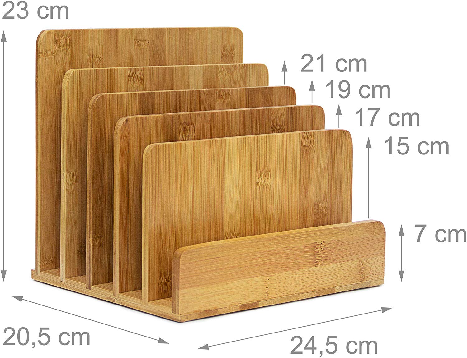 Relaxdays Document Holder Bamboo With Letter Tray 23 x 24.5 x 20.5 cm Practical Organization System for Your Desk Table Magazine Document - Image 3