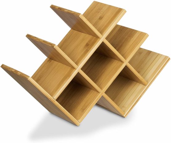 Relaxdays Rack made Bamboo, Size: 31.5 x 47 x 16.5 cm 8 Shelf Wooden Holder for Standard Wine Bottles, Natural Brown, Wood, 16.5 x 47 x 31.5 cm - Image 3