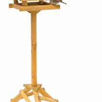 Relaxdays Birdhouse with Stand approx 100 x 37 x 43 cm Wooden Bird House as Birdfeeder for Wrens and Jays, Chic Standing Birdhouse with Green Roof, Natural Colour