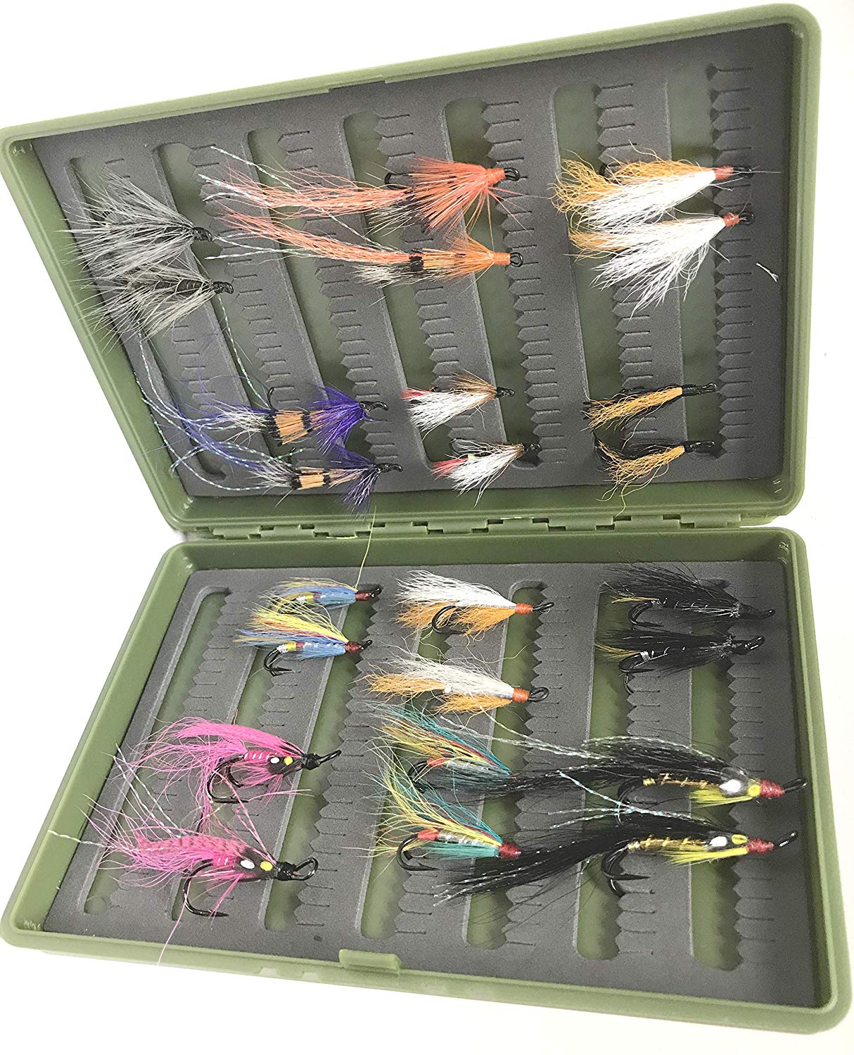 Fly Fishing Season Salmon Set including both double and single hooks supplied in a Free Hard Cased box