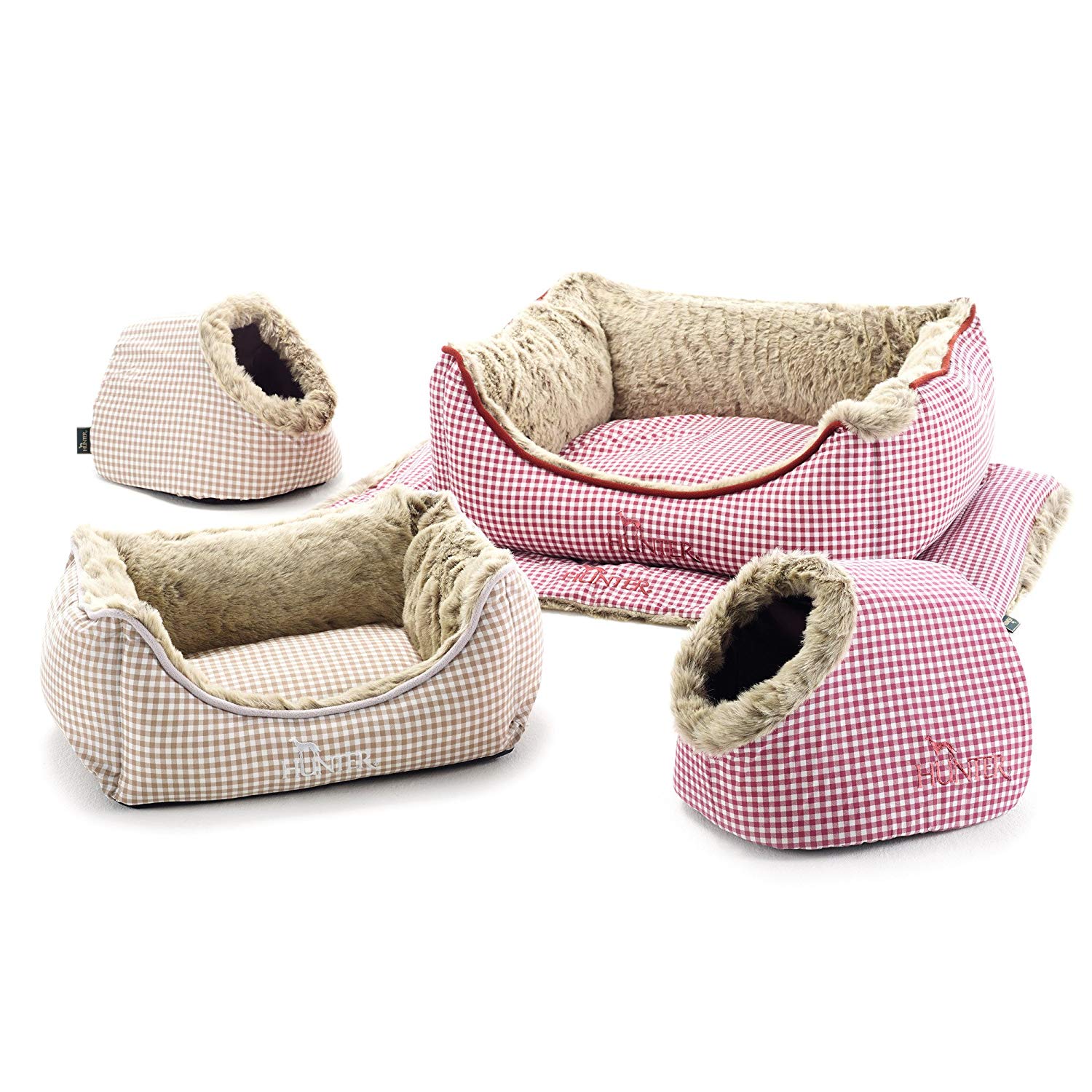 HUNTER Dog Sofa Astana with Plush, Medium, 80 x 60 cm, Brown Checked - Image 4