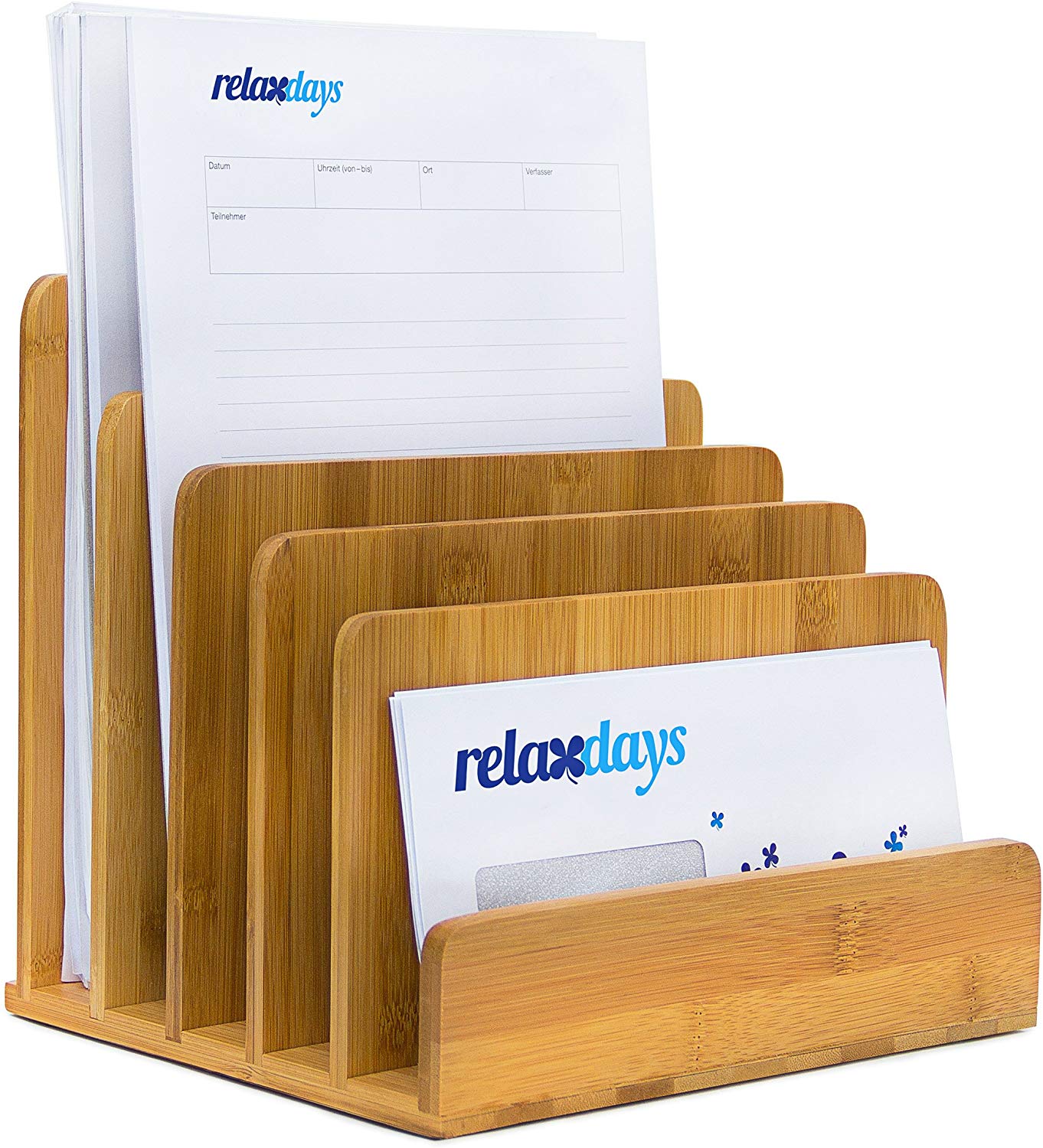Relaxdays Document Holder Bamboo With Letter Tray 23 x 24.5 x 20.5 cm Practical Organization System for Your Desk Table Magazine Document
